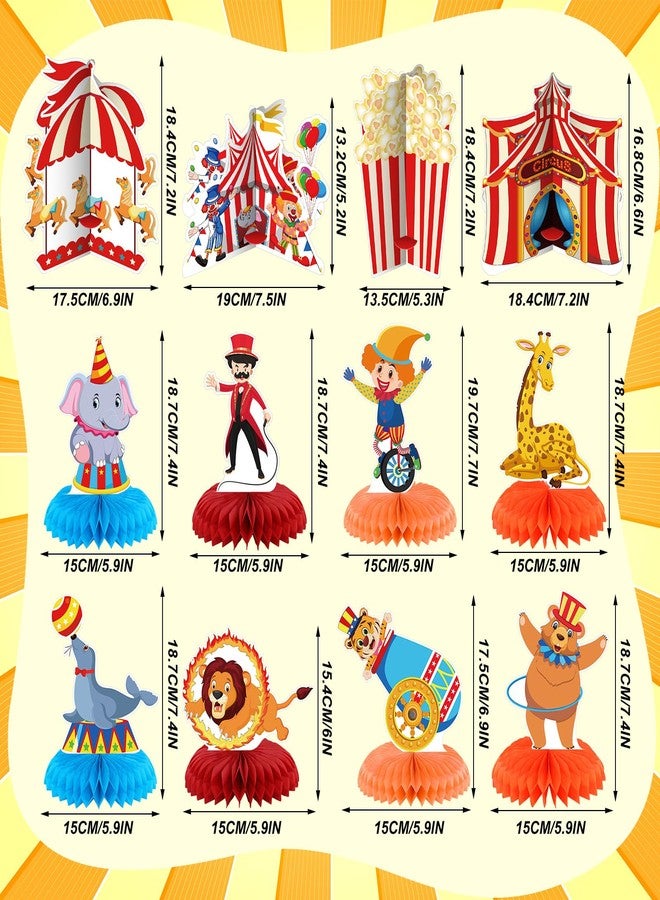 Weekgrat 12 Pcs Carnival Party Decorations Circus Theme Party Decorations Carnival Circus Honeycomb Table Centerpieces for Halloween Home Office Birthday Honeycomb Supplies Decor - Image 2